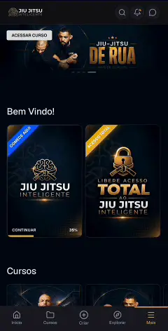 Demonstração navegando pelos cursos dentro do aplicativo